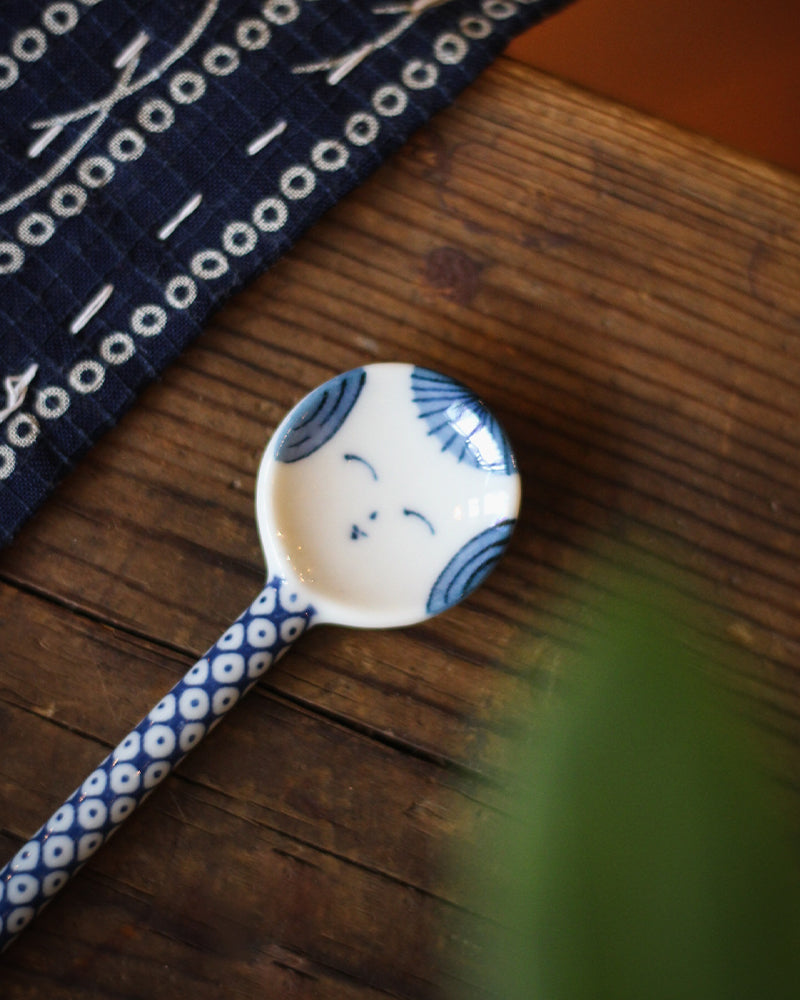 Hand-Painted Spoon, Ichiyama, Kokeshi, Indigo