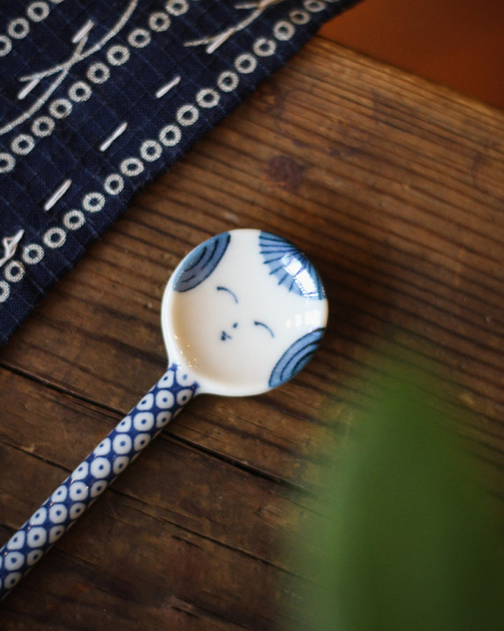Hand-Painted Spoon, Ichiyama, Kokeshi, Indigo