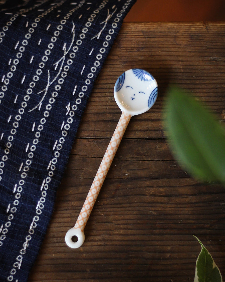 Hand-Painted Spoon, Ichiyama, Kokeshi, Orange