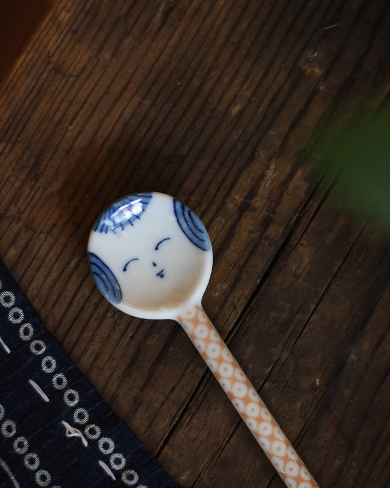 Hand-Painted Spoon, Ichiyama, Kokeshi, Orange