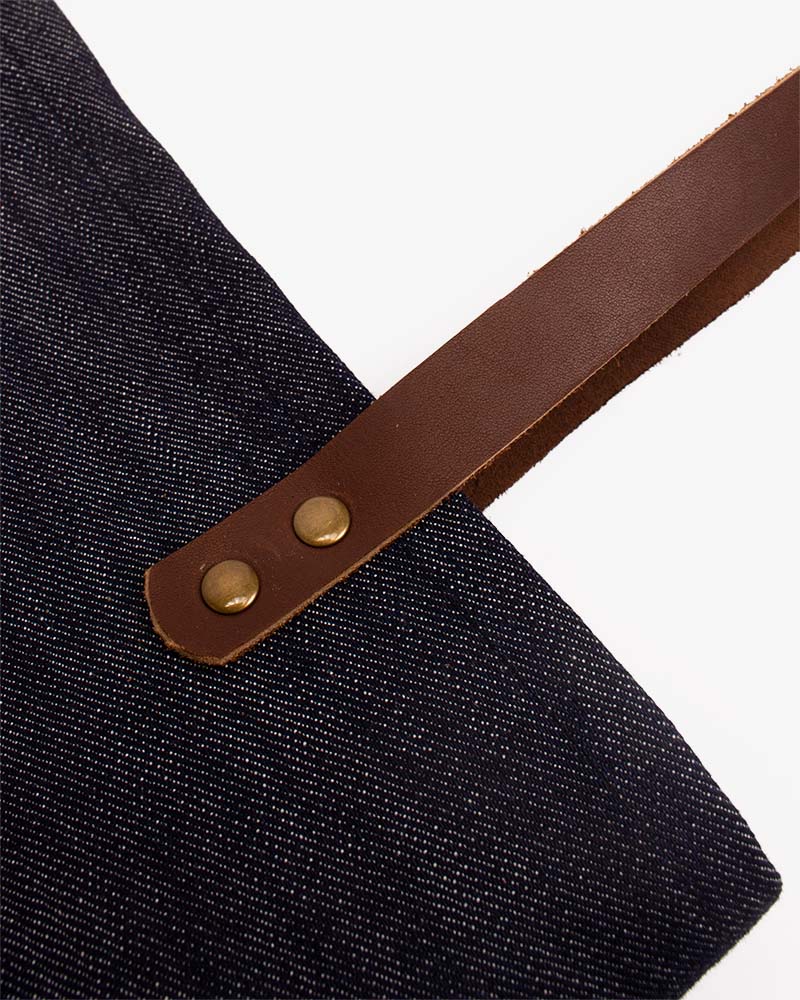 Kiriko Original Small Tote Bag, Selvedge Denim, Indigo Logo