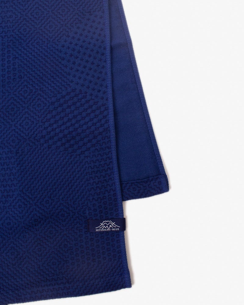 Maple &amp; Moon Kitchen Towel, Blue with Blue Sashiko Stitching
