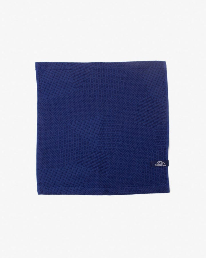 Maple &amp; Moon Wash Towel, Blue with Blue Sashiko Stitching