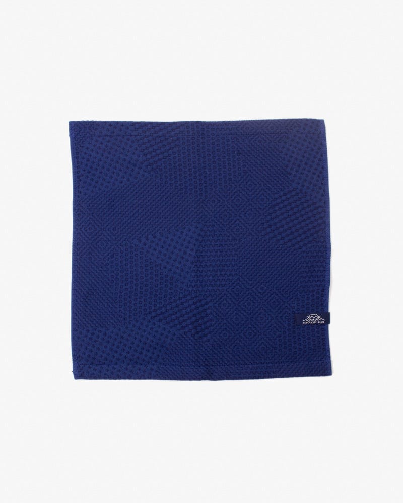 Maple &amp; Moon Wash Towel, Blue with Blue Sashiko Stitching
