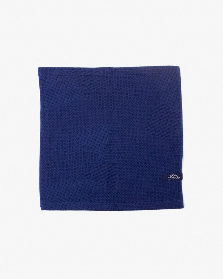 Maple & Moon Wash Towel, Blue with Blue Sashiko Stitching