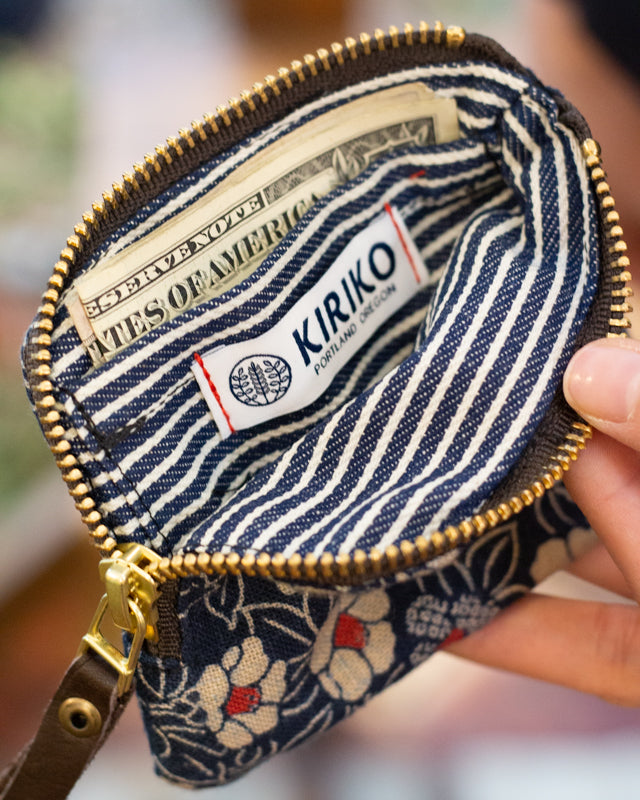 Kiriko Original, Zipper Wallet, Indigo Small Tsubaki